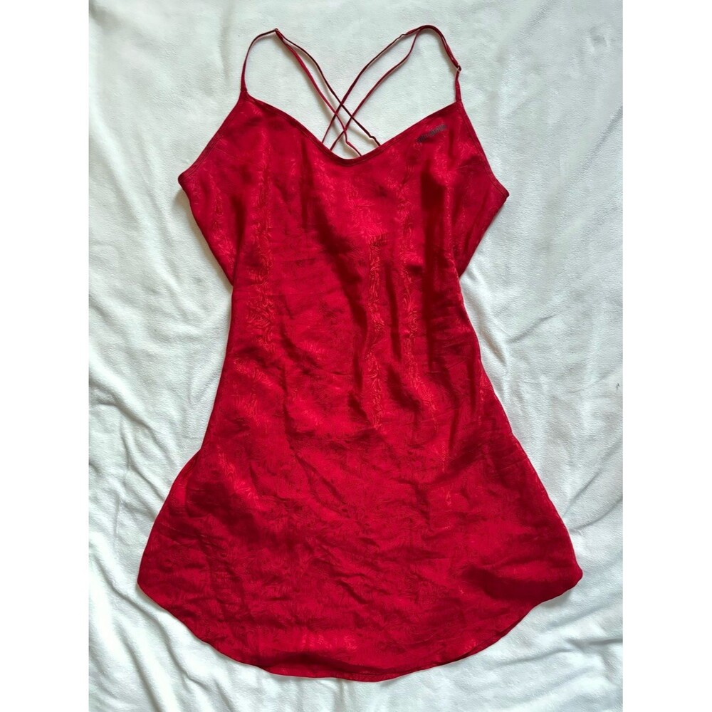RARE Vintage Y2K Harley Davidson Red Silk Slip Dress